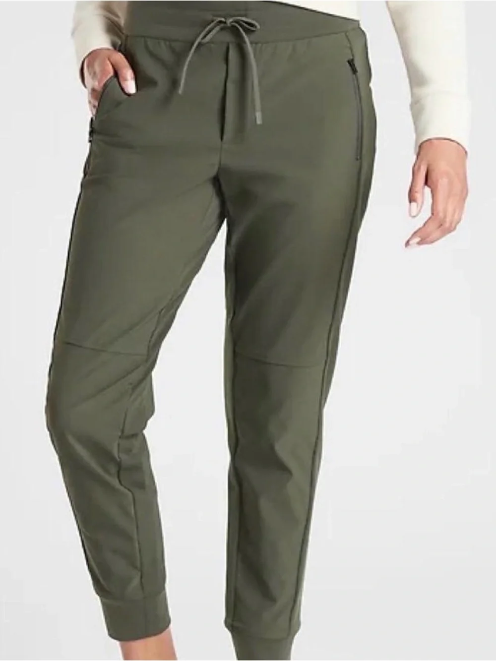 Athleta Headlands Hybrid Jogger Olive Green Size 10 Drawstring pants